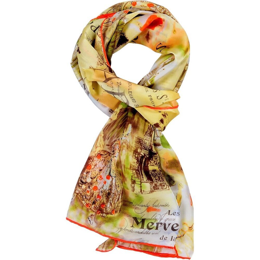Women Silk Scarf 60x16.5in Van Gogh Painted Elegant Accessory for Events